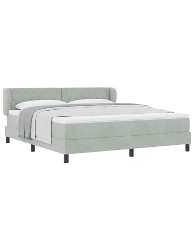 Letto a molle con testiera Grigio chiaro 180 x 200 cm Velluto