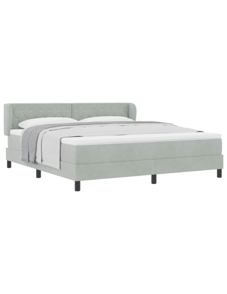 Letto a molle con testiera Grigio chiaro 180 x 200 cm Velluto