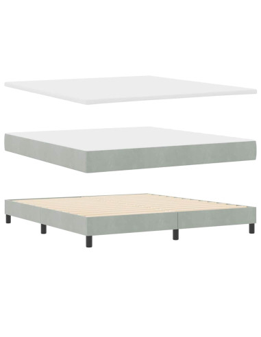 Letto a molle con testiera Grigio chiaro 180 x 200 cm Velluto