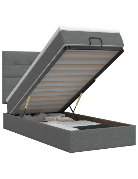 Letto ottomano con materasso Grigio Scuro 90 x 190 cm Tessuto