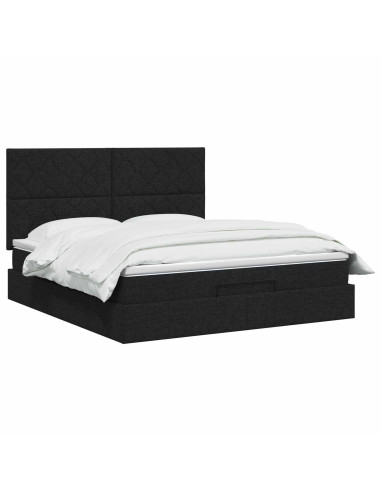 Letto ottomano con materasso Nero 140 x 200 cm Tessuto