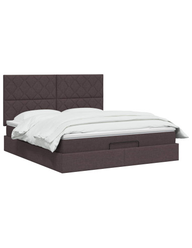 Letto ottomano con materasso Marrone Scuro 140 x 200 cm Tessuto