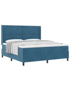 Letto a molle con materasso Blu 180 x 200 cm Velluto 2