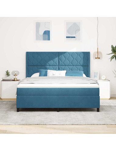 Letto a molle con materasso Blu 180 x 200 cm Velluto