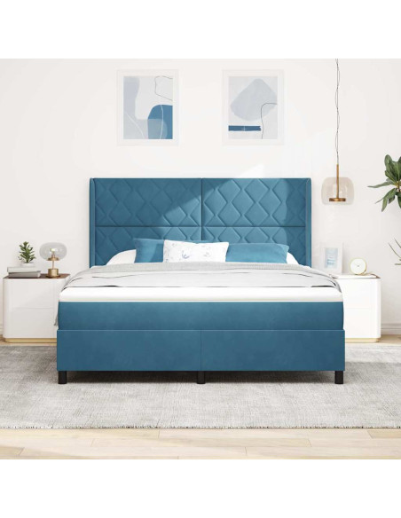 Letto a molle con materasso Blu 180 x 200 cm Velluto
