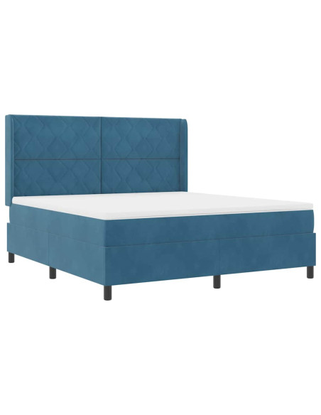 Letto a molle con materasso Blu 180 x 200 cm Velluto
