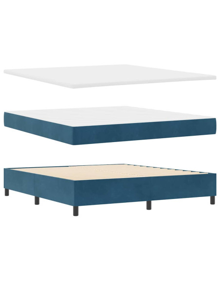 Letto a molle con materasso Blu 180 x 200 cm Velluto