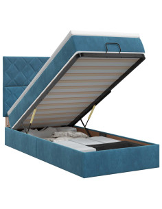 Letto ottomano con materasso Blu Scuro 80 x 200 cm Velluto 2