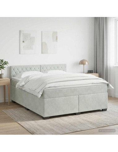 Letto box spring con materasso Grigio Chiaro 180 x 200 cm