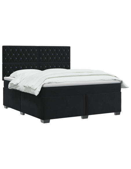 Letto box spring con materasso Nero 140 x 200 cm Velluto