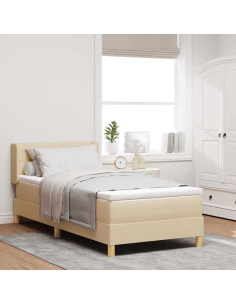 Letto a molle con testiera Crema 200 x 100 cm Tessuto