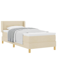 Letto a molle con testiera Crema 200 x 100 cm Tessuto 2