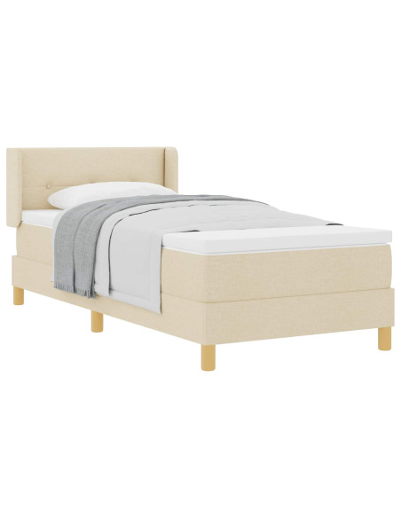Letto a molle con testiera Crema 200 x 100 cm Tessuto