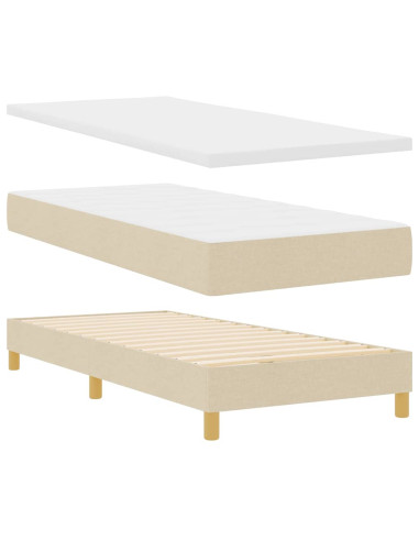 Letto a molle con testiera Crema 200 x 100 cm Tessuto