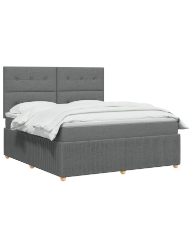 Letto Box Spring LED con Materasso Grigio Scuro 180 x 200 cm