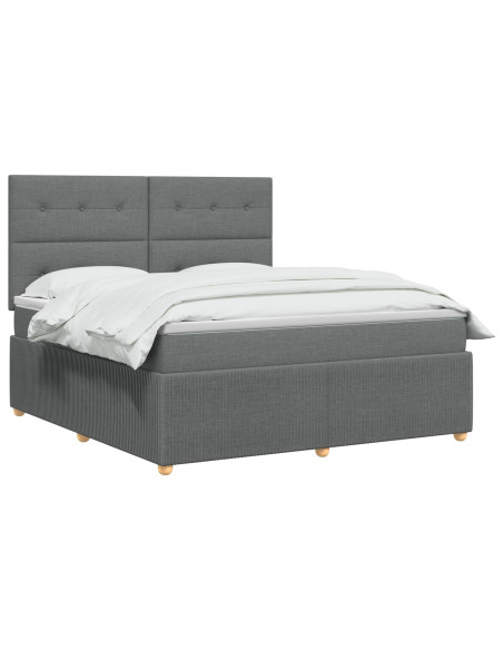 Letto Box Spring LED con Materasso Grigio Scuro 180 x 200 cm