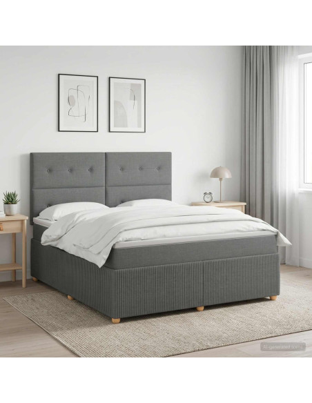 Letto Box Spring LED con Materasso Grigio Scuro 180 x 200 cm