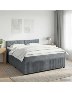 Letto box spring con materasso Grigio Scuro 180 x 200 cm