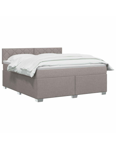Letto box spring con materasso Tortora 160 x 200 cm Tessuto