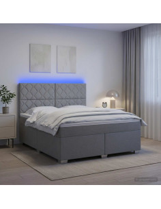 Letto box spring con materasso Grigio Chiaro 140 x 190 cm
