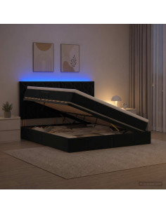 Letto con contenitore LED e materasso Nero 160 x 200 cm Velluto
