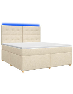 Letto box spring con materasso Crema 160 x 200 cm Tessuto