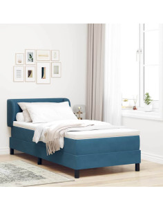 Letto a molle con testiera Blu scuro 80 x 200 cm Velluto