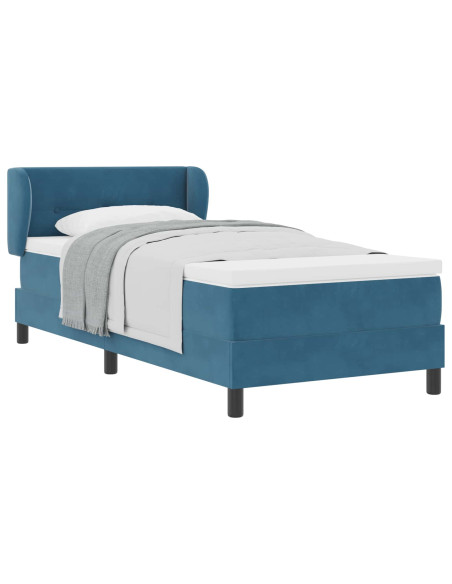 Letto a molle con testiera Blu scuro 80 x 200 cm Velluto