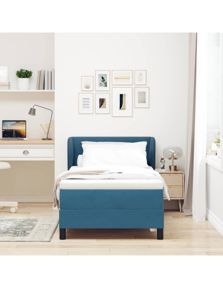 Letto a molle con testiera Blu scuro 80 x 200 cm Velluto