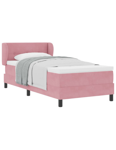 Letto a molle con testiera Rosa 80 x 200 cm Velluto