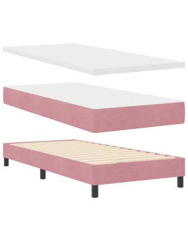 Letto a molle con testiera Rosa 80 x 200 cm Velluto