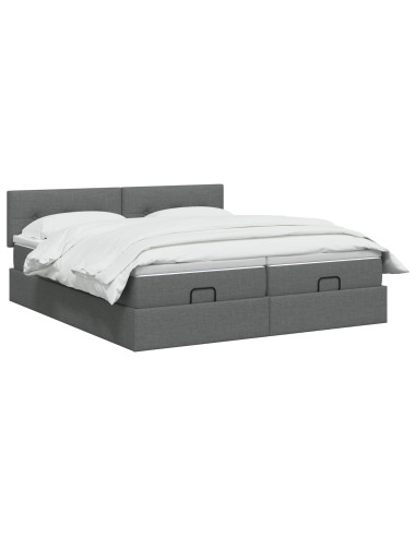 Letto Ottomano con Materasso e LED Grigio Scuro 180 x 200 cm