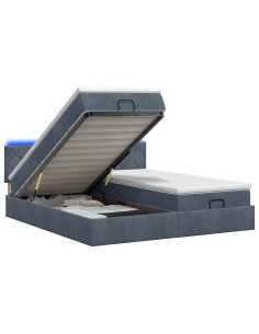 Letto Ottomano con Materasso e LED Grigio Scuro 200 x 200 cm 2