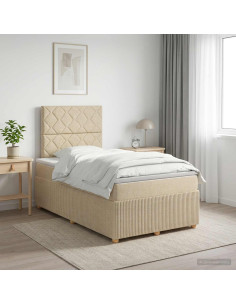 Letto box spring con materasso Crema 120 x 200 cm Tessuto