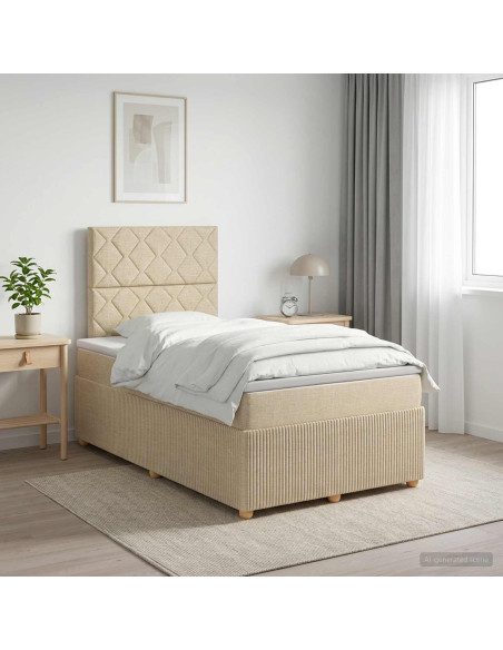Letto box spring con materasso Crema 120 x 200 cm Tessuto