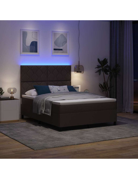 Letto a molle con testiera Marrone scuro 140 x 200 cm Tessuto