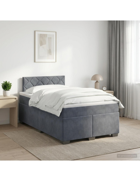 Letto box spring con materasso Grigio Scuro 120 x 200 cm