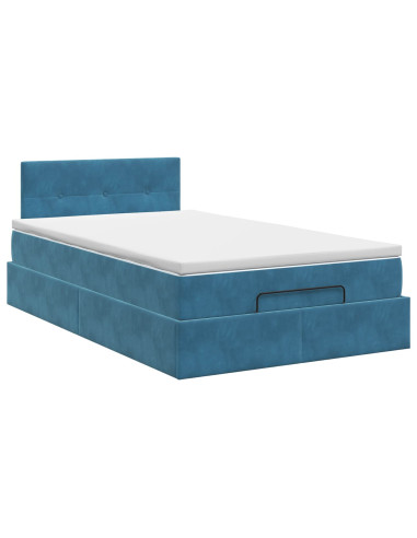 Letto ottomano con materasso Blu Scuro 120 x 190 cm Velluto