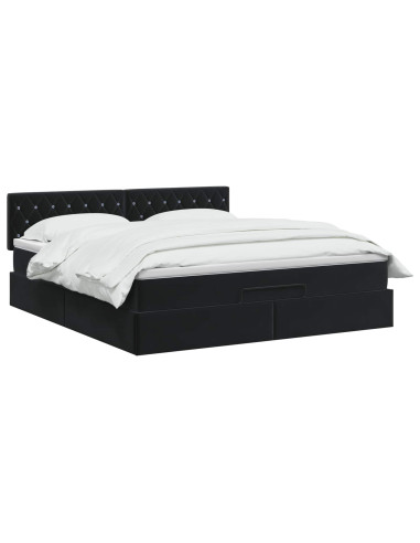 Letto ottomano con materasso Nero 140 x 190 cm Velluto