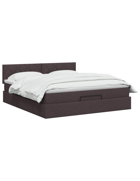 Letto ottomano con materasso Marrone Scuro 140 x 200 cm Tessuto