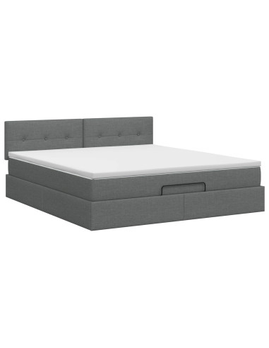 Letto ottomano con materasso Grigio Scuro 180 x 200 cm Tessuto