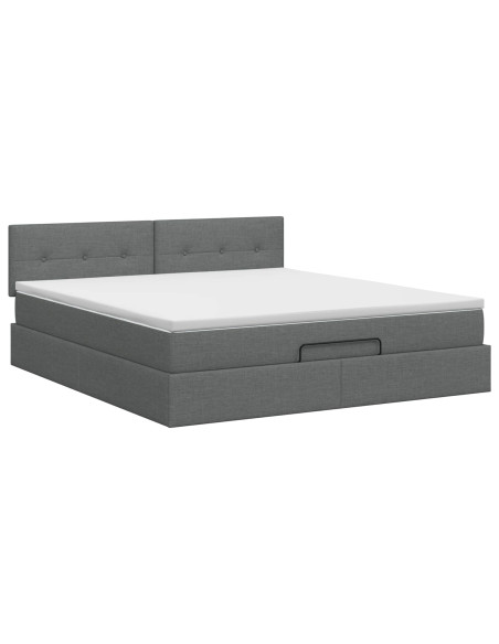 Letto ottomano con materasso Grigio Scuro 180 x 200 cm Tessuto