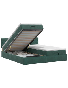 Letto ottomano con materasso 2 pz Verde Scuro Velluto 2