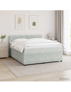 Letto box spring con materasso Grigio Chiaro 160 x 200 cm