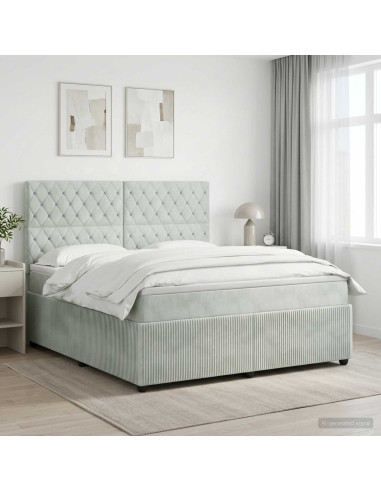 Letto box spring con materasso Grigio Chiaro 180 x 200 cm