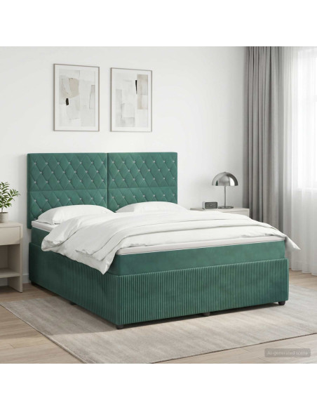 Letto box spring con materasso Verde Scuro 180 x 200 cm Velluto