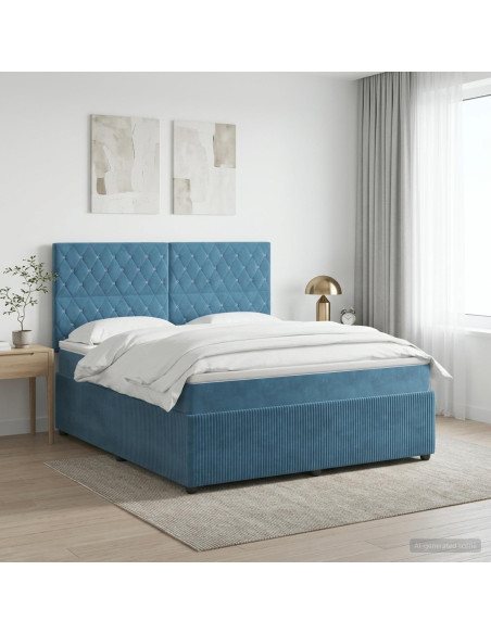 Letto box spring con materasso Blu 180 x 200 cm Velluto