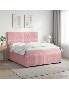Letto box spring con materasso Rosa 180 x 200 cm Velluto