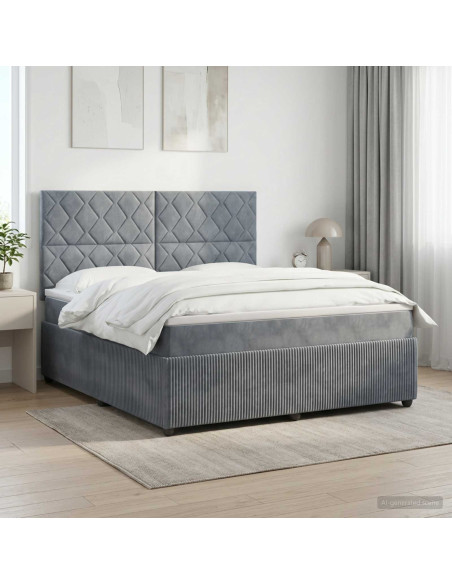 Letto box spring con materasso Grigio Scuro 180 x 200 cm