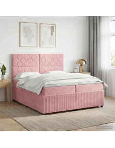 Letto box spring con materasso Rosa 200 x 200 cm Velluto